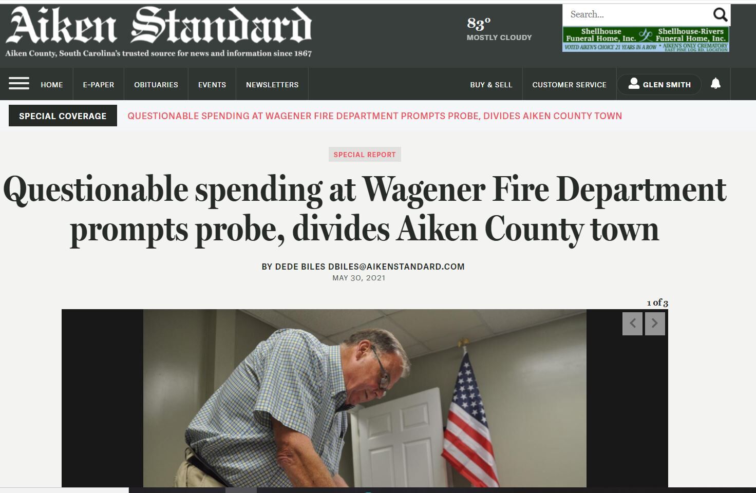 Aiken standard front page